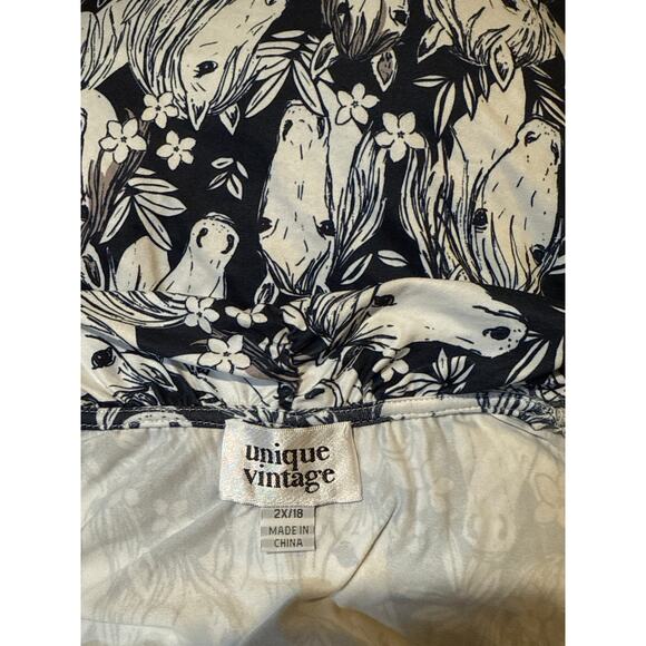 Unique Vintage 1970’s Black Wild Horses Flutter Sleeve Bodysuit 2X 18 NWOT - Picture 5 of 5